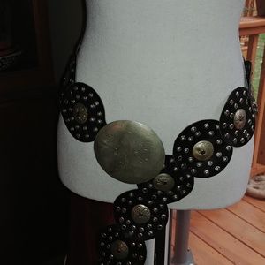 Black silver hardware belt